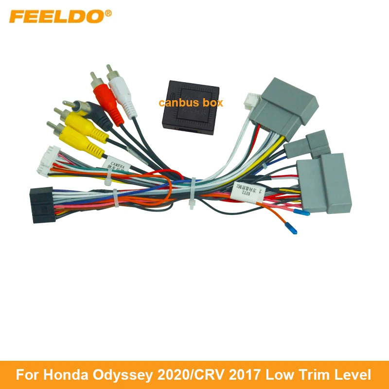 

FEELDO Car Audio Wiring Harness with Canbus Box For Honda Odyssey/CRV Aftermarket 16pin Stereo Installation Wire Adapter