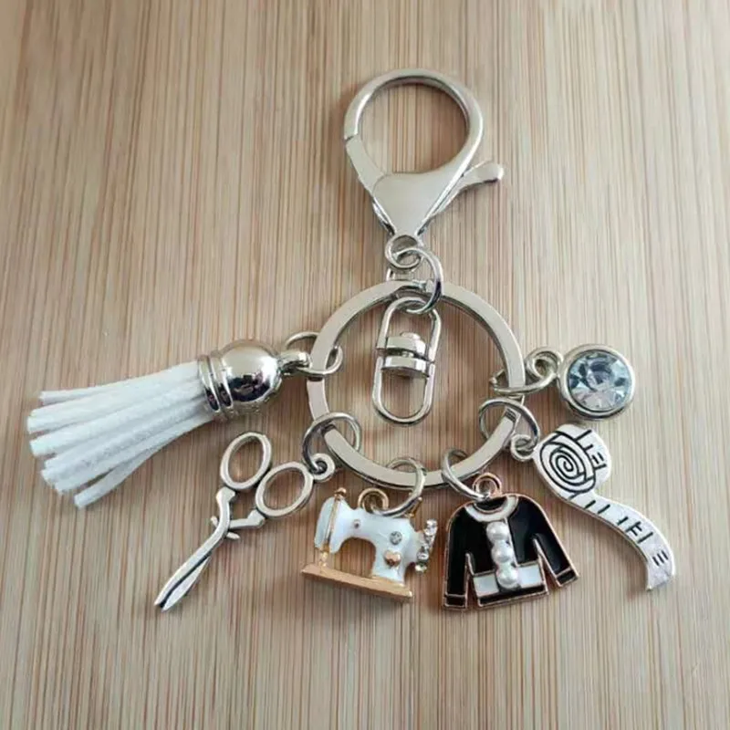 New fashion tassel sewing machine keychain scissors and clothes customized fashion gifts for friends