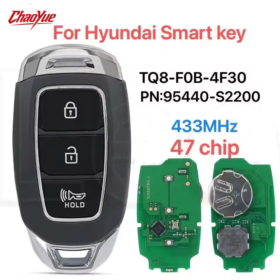 

PN:95440-S2200 para Hyundai Santa Fe 2020 control remoto inteligente llave de coche de 3 botones 433MHz 47chip sin llave go FCCI