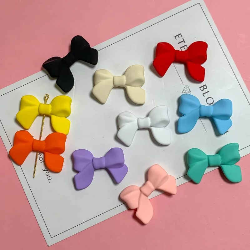 Colourful Bow Resin Plastic Beads Hole Earring Accessories Supplies for Jewelry Making Pendant Bracelet Diy Handmade 10pcs