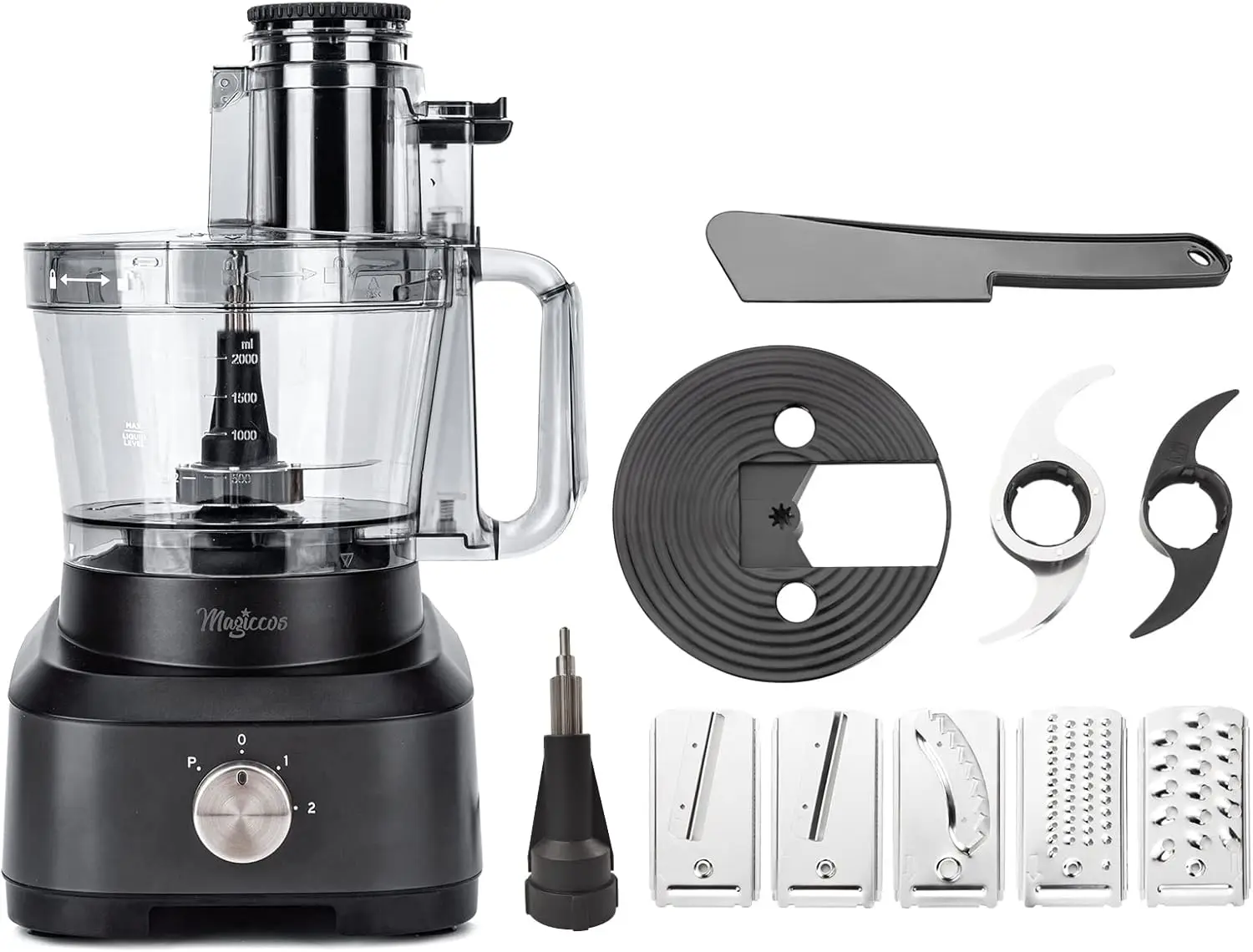 Food Processor - Wide Mouth Large Feed Chute, Grey Color, Cheese Shredding, Meat Chopping, Shredding and Slicing, Mixing and Dou