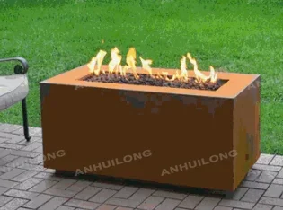 corten steel gas fire pit oblong gas fire pit table outdoor round gas fire pit table