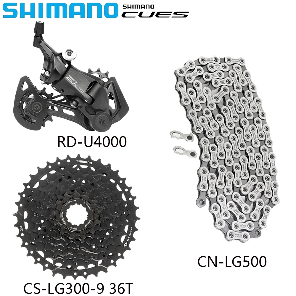 SHIMANO 9 Speed Bicycle Derailleur Kits RD-U3020 U4000 U4020 CS-LG300-9 11-36T/41T Cassette CN-LG500 Chain For MTB Bike Parts