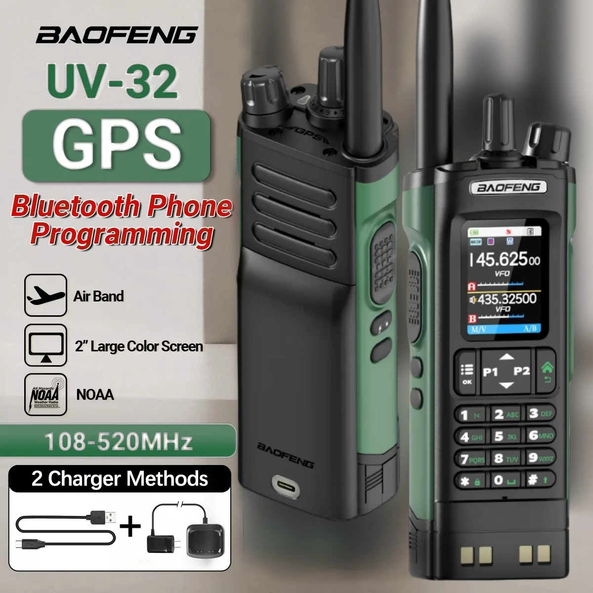 walkie-talkie-baofeng-uv-32-air-band-10w-gps-amateur-fm-two-way-radio-with-20-hd-screen-and-2500mah-usb-c-charging-battery