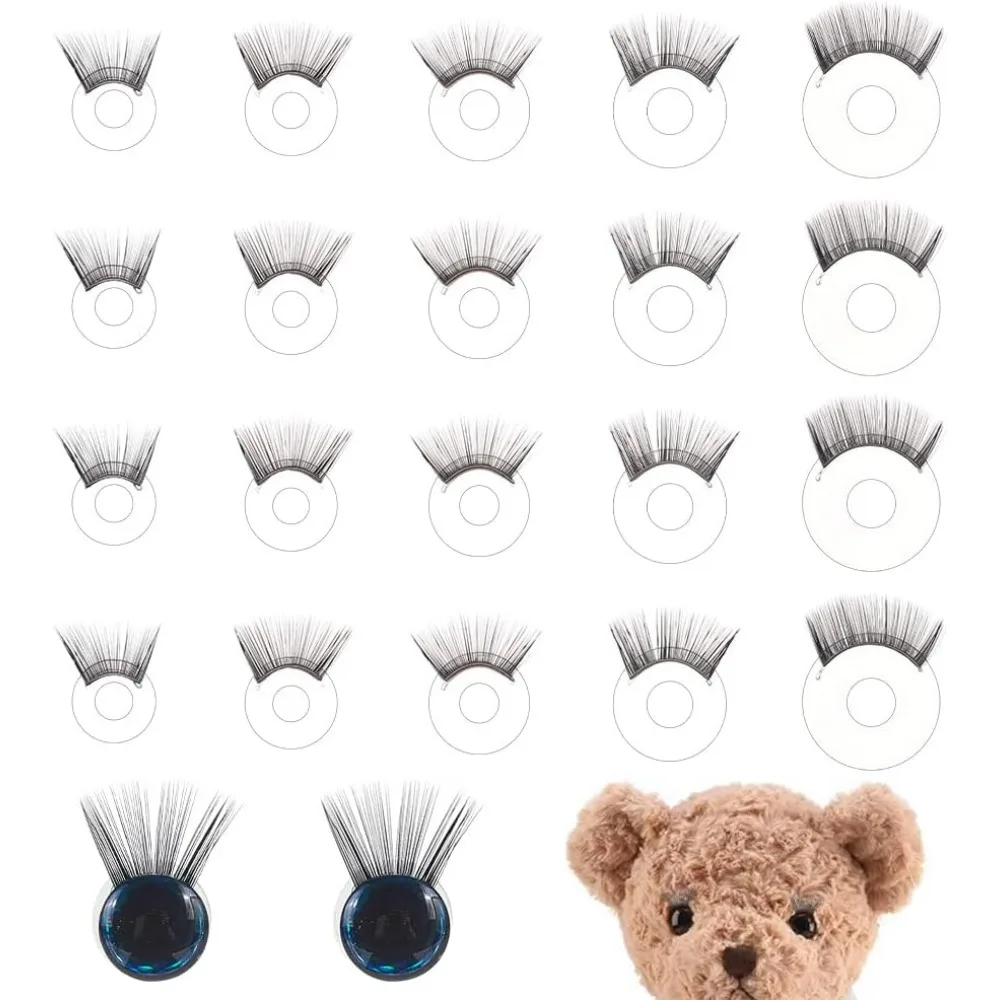 20pcs Safety Eyelashes 5 Sizes Eyelashes for Doll Making Eye Make Up Accessories Crafts Eyelashes Plastic Stuffed Crochet Eye