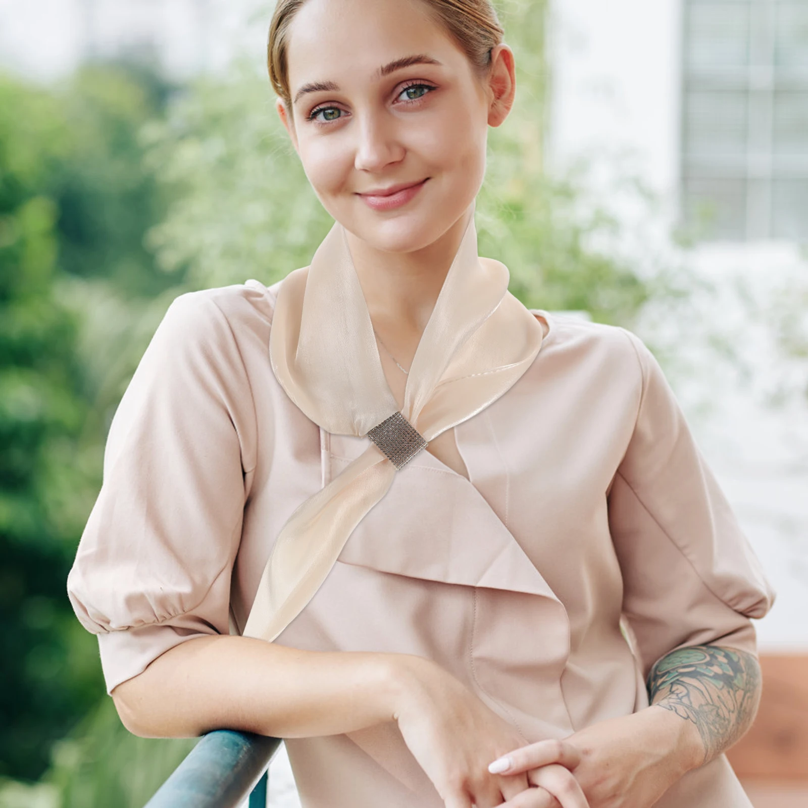 

2Pcs Bright Silk Solid Colored Neck Hair Hair Scarf Birthday Gift Women Fashion Women Clothing Accessories Ladies Accessories