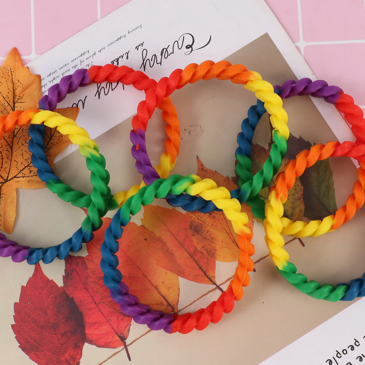 Rainbow Color Silicone Bracelets LGBTQ Bangle Color Segmented Bracelet Gay Lesbian Elastic Wristband Fashion Unique Jewelry Gift image 5