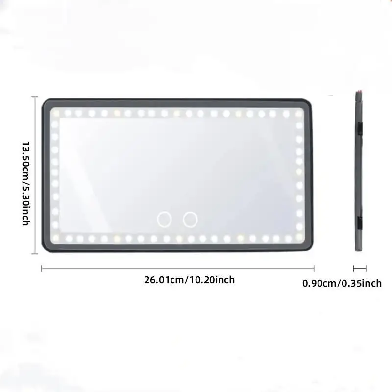 USB Rechargeable Makeup Mirror with LED Light, Rear View Sun-shading Cosmetic Mirror,LED Vanities Mirror Light for Car Sun Visor