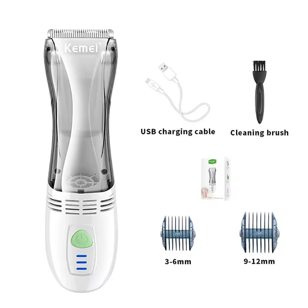 Kemei KM-79 فراغ حلاقة عدة كتم النوم الطفل اللاسلكي الشعر المتقلب التلقائي جمع الأطفال مشابك شعر منخفضة الضوضاء الاستخدام المنزلي