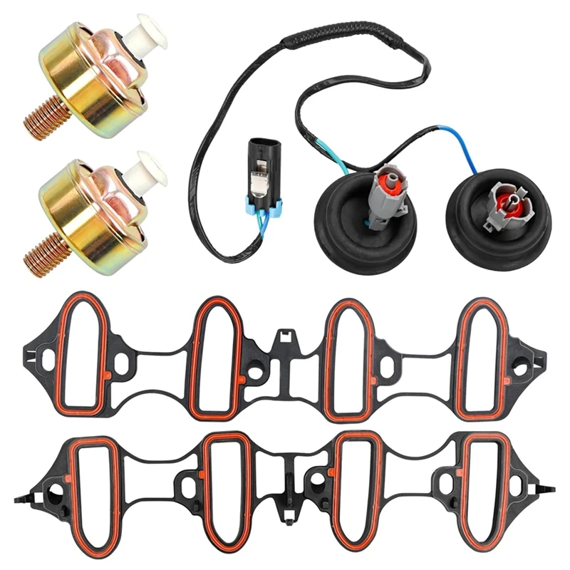 

Dual Knock Sensors With Wiring Harness And Intake Manifold Gasket Kit For Chevy Silverado Replace 12601822,89060413