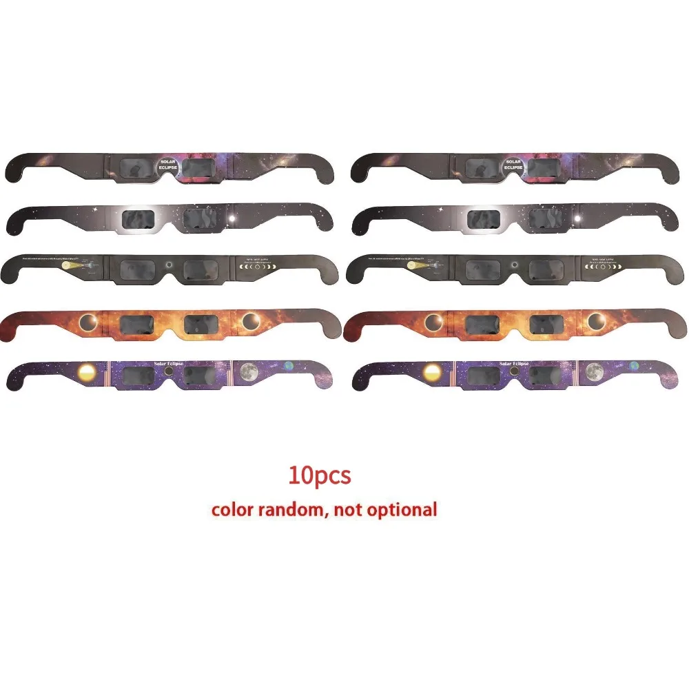 1–100 Stück Papier-Sonnenfinsternisbrillen, Anti-UV-Sichtbrillen, sichere Beobachtungsbrillen, Sonnenbrillen zum Schutz der Augen, zufällige Farbe