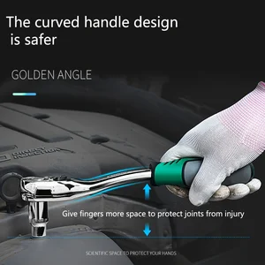 Ratchet Socket Wrench Set with quick release, reversible sockets, mechanical tool kit, fist and extension, 1/4 6 Main Sales Key Return Reversible - №5