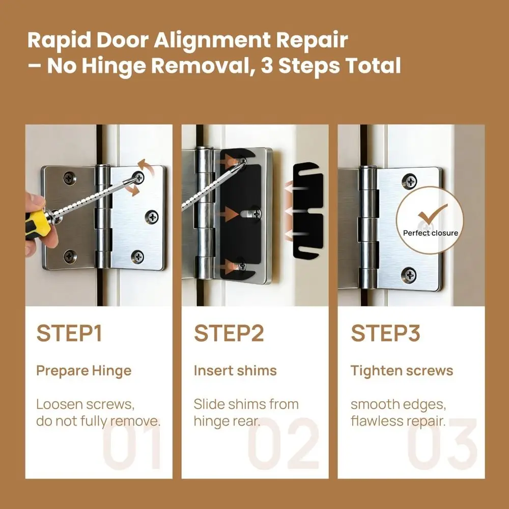 5pcs Professional Thickness Adjustable Door Hinge Shims Furniture Leveling Durable Hinge Spacers Waterproof Hinge Shims Hardware