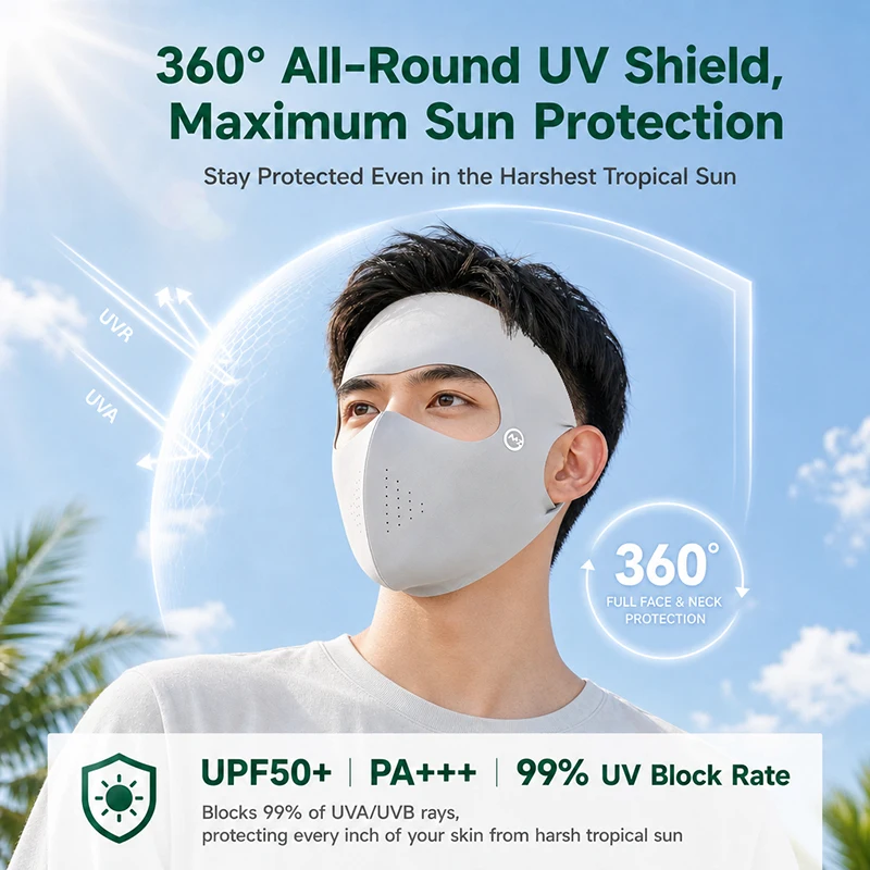 UPF50+ Cooling Ice Silk UV Mask UV Blocking Ultra Breathable No Sweaty Stuffiness Elastic Seamless Design
