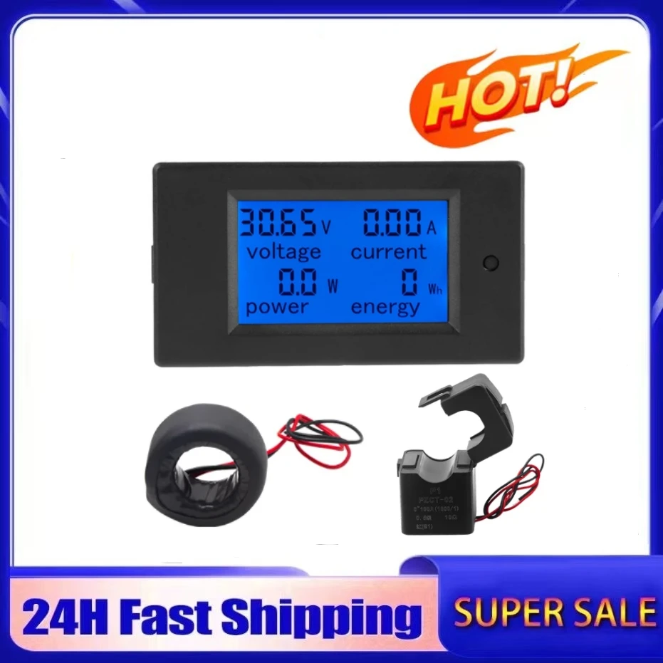 20A 100A AC 80-260V DC 6.5-100V Digital LED Display Voltmeter Ammeter Wattmeter Power Energy Meter 12V 24V 110V 220V Volt Tester