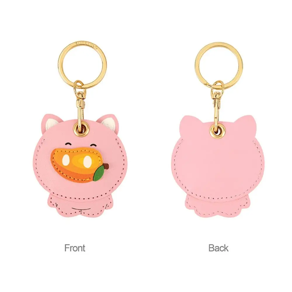 2Pcs Cartoon Fruit Animal Key Ring Pig Funny Protection PU Leather Cover Anti-Scratch Portable Pet Collar Pendant Professionals