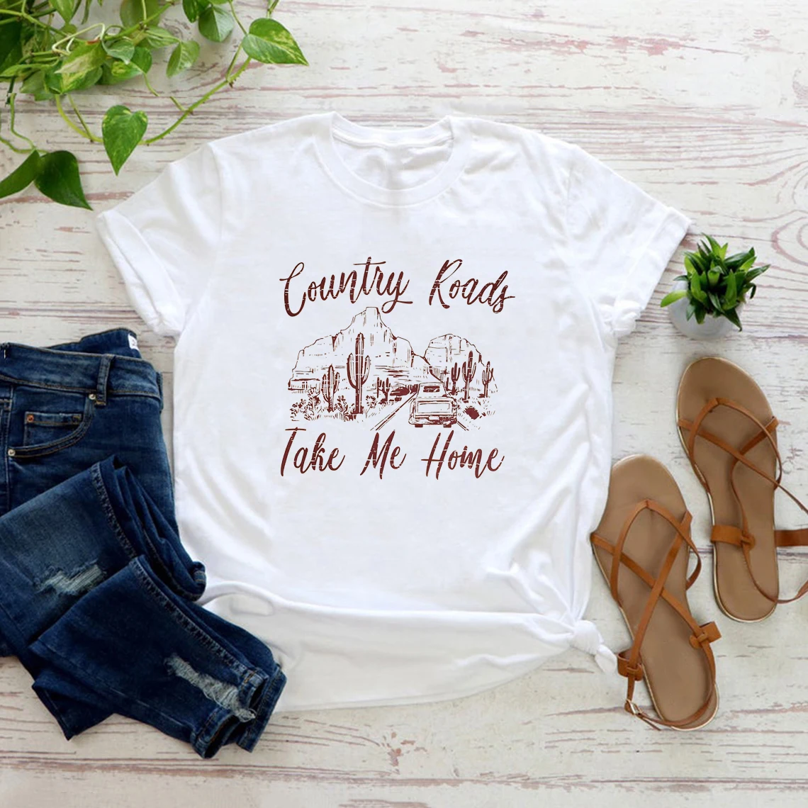 Country Roads Take Me Home T-Shirts Country Music Shirt Country Girl T Shirt Women Short Sleeve Graphic Tee Music Lover Gift Top