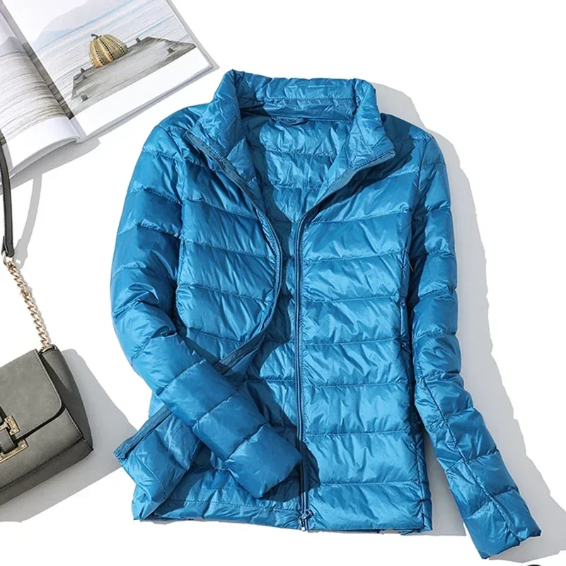 Chaqueta de plumón ultraligera para mujer, Parkas básicas de terciopelo con capucha, prendas de vestir de otoño e invierno, novedad de 2024