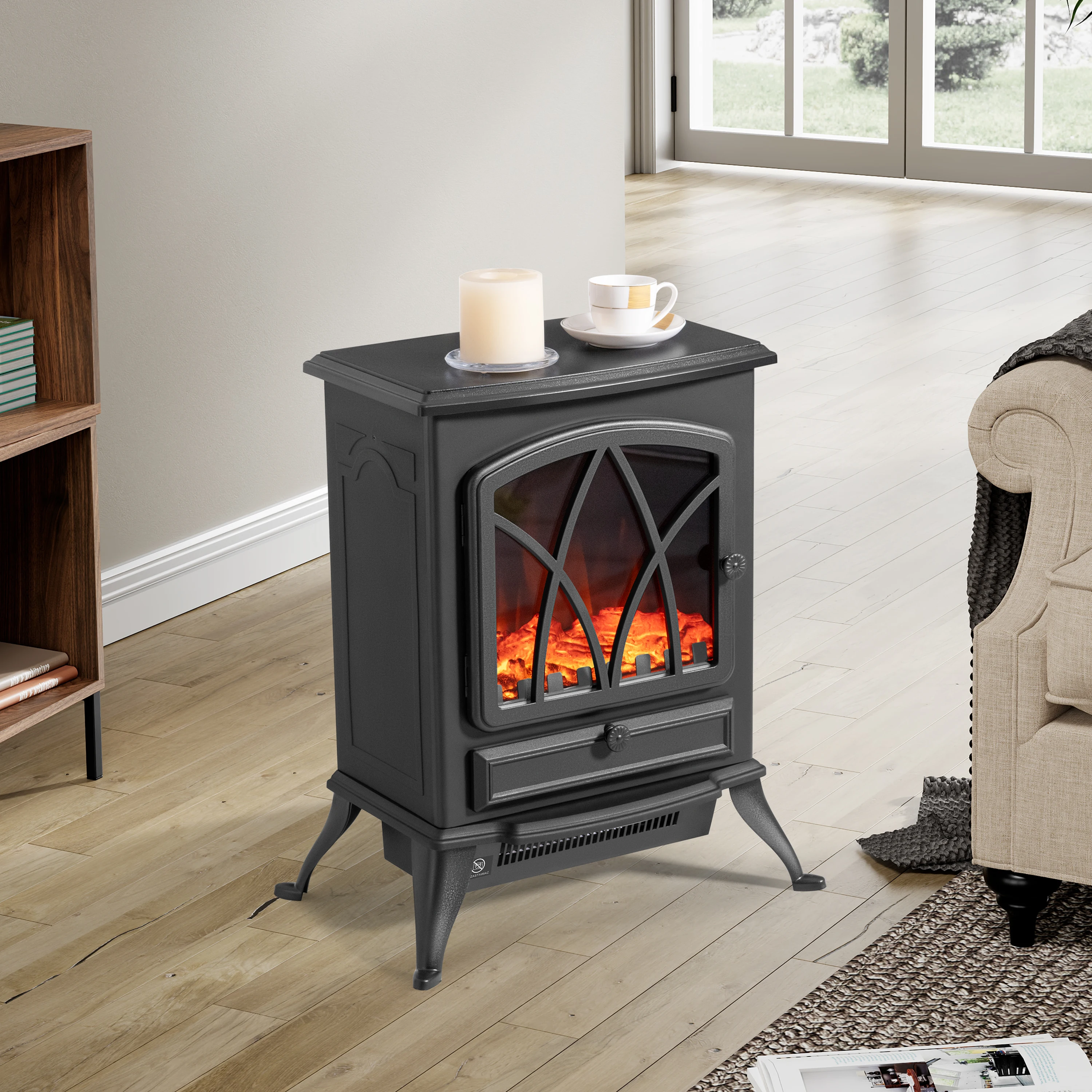 2000W Indoor Vintage Style Decorative Heating Home Electric Fireplace Heater