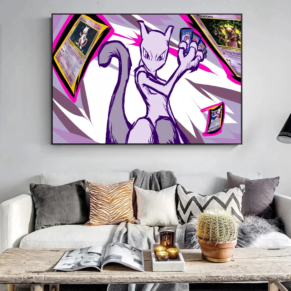 Pokemon Mewtwo Card Series Anime Peripheral Poster  Decor Wall Art Canvas Painting Modern Kids Room Decor Picture Gift