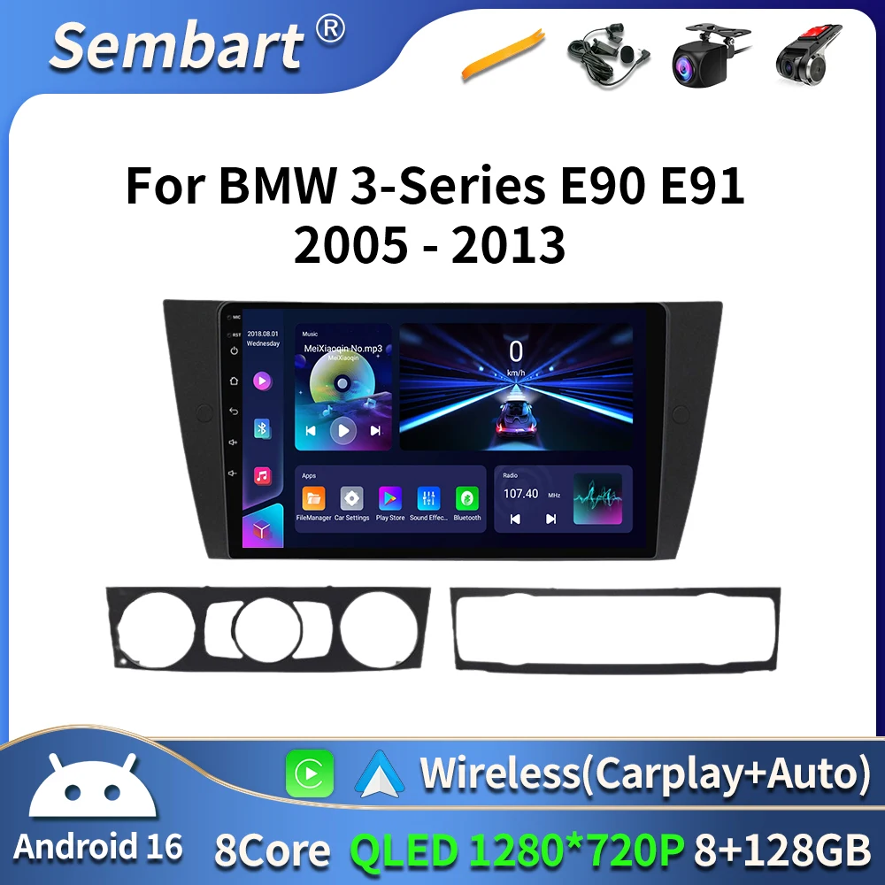 

Android 16 CarPlay Auto For BMW 3-Series E90 E91 E92 E93 2005-2013 Car Radio Multimedia Video Players GPS Stereo Head Unit DVD