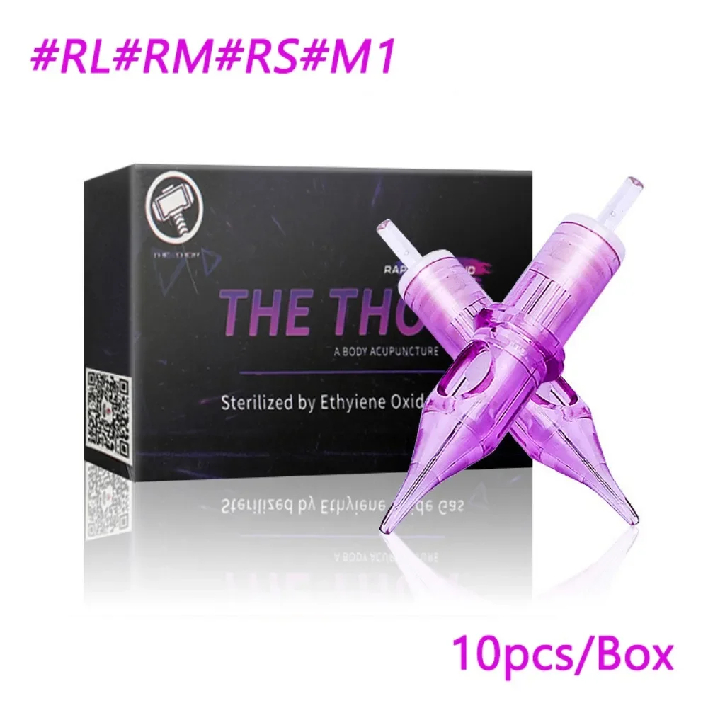 Agulhas cartucho de tatuagem, descartáveis, esterilizados, maquiagem permanente, suprimentos para máquina de tatuagem rotativa, rl/rm/rs/m1, 10 pcs/box