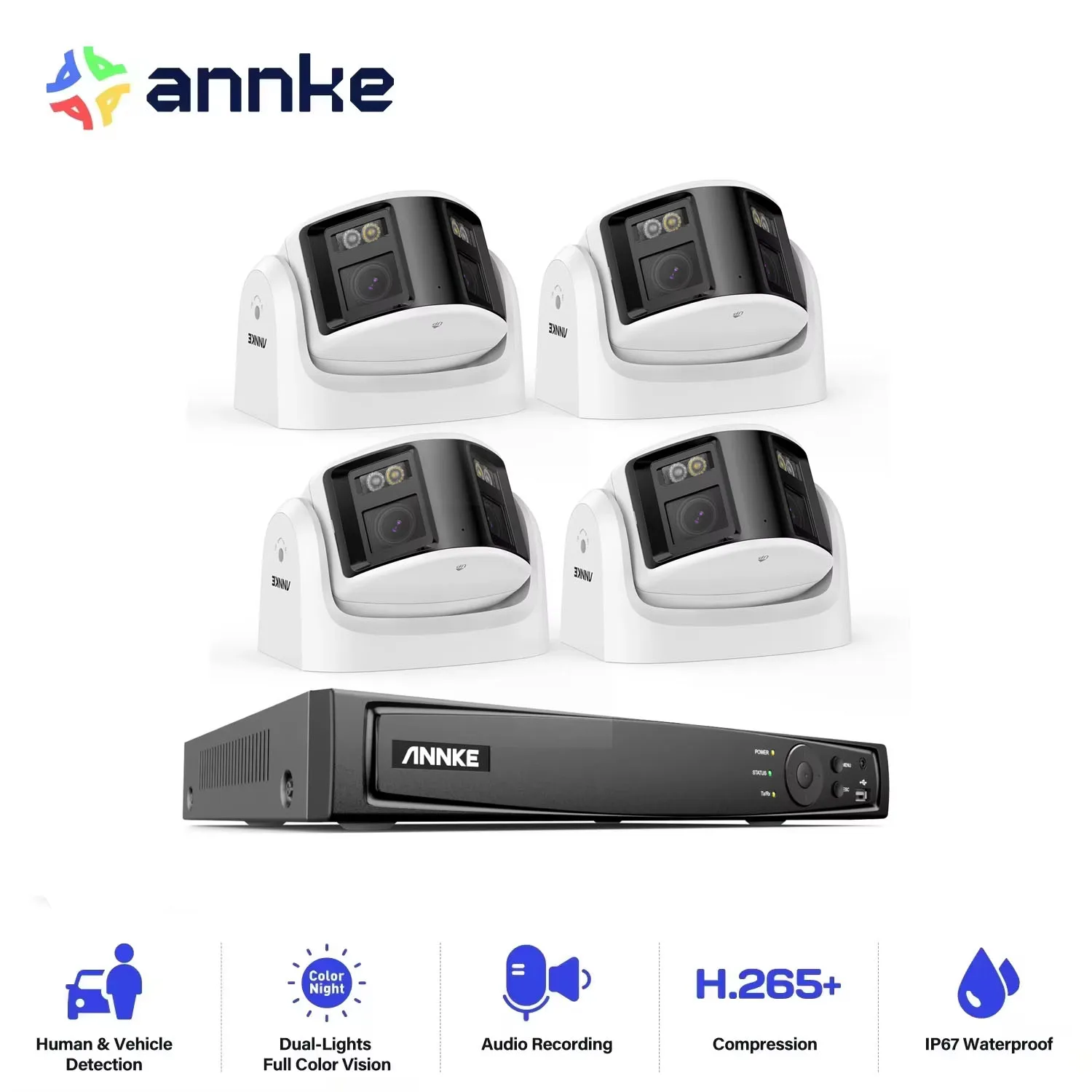 

ANNKE 6MP Security Camera Dual Lens 8CH NVR Ultra HD POE Ai Human Detection CCTV Video Surveillance Kit 180 Degrees Panoramic