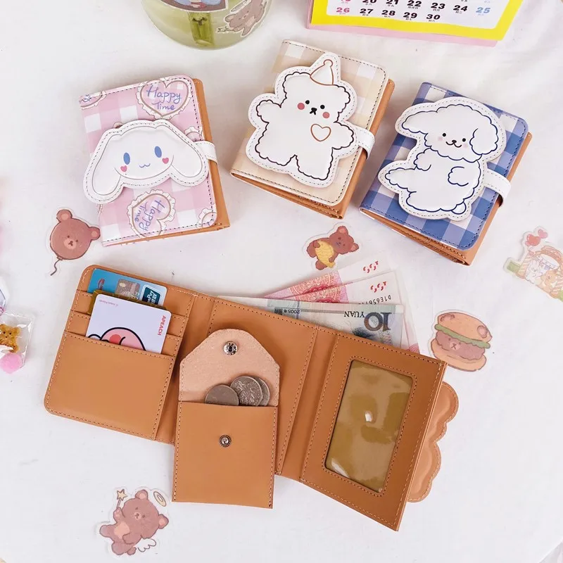 

Cartoon Pu Purse Wallet Lovely Little Bear Coin Wallet Simple And Portable Three Fold Student Mini Card Bag Birthday Gift