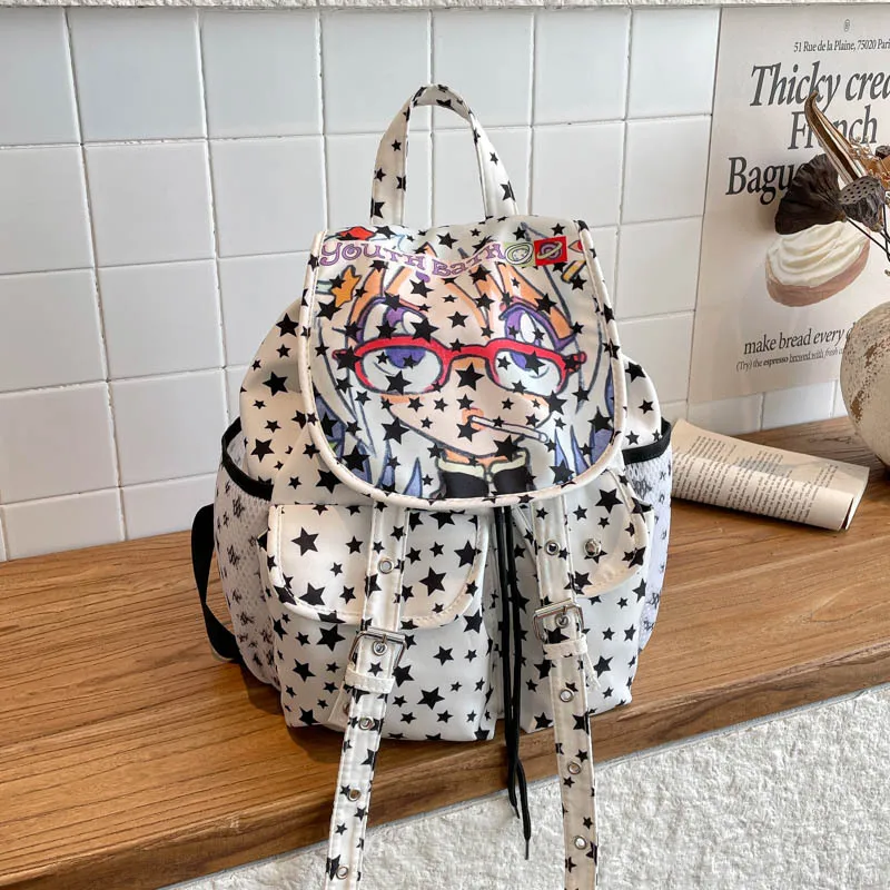 

Newest Dot Design Backpack Roomy Unisex Canvas Shoulder Bag Fashionable and Versatile for Daily Use Outdoor Commuting Bag