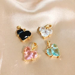 2 pieces CZ pave Gold Heart Charms 20x14mm, 18K Gold Plated Brass Heart Pendants
