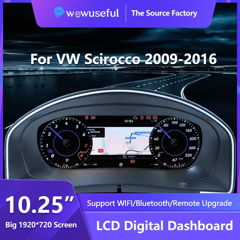 10.25‘’ Lcd Digitaal Dashboard Cluster For VW Scirocco 2009-2016 Years  Auto Radio virtual Instrument Paneel Cockpit