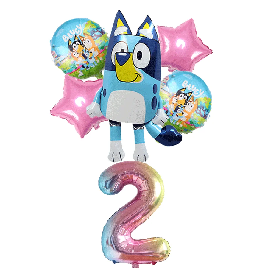 Blueys Cartoon Balloon Set Aluminum Film Large Number Balloon Blueies Dog Birthday Party Decoration Layout Background Photo Prop