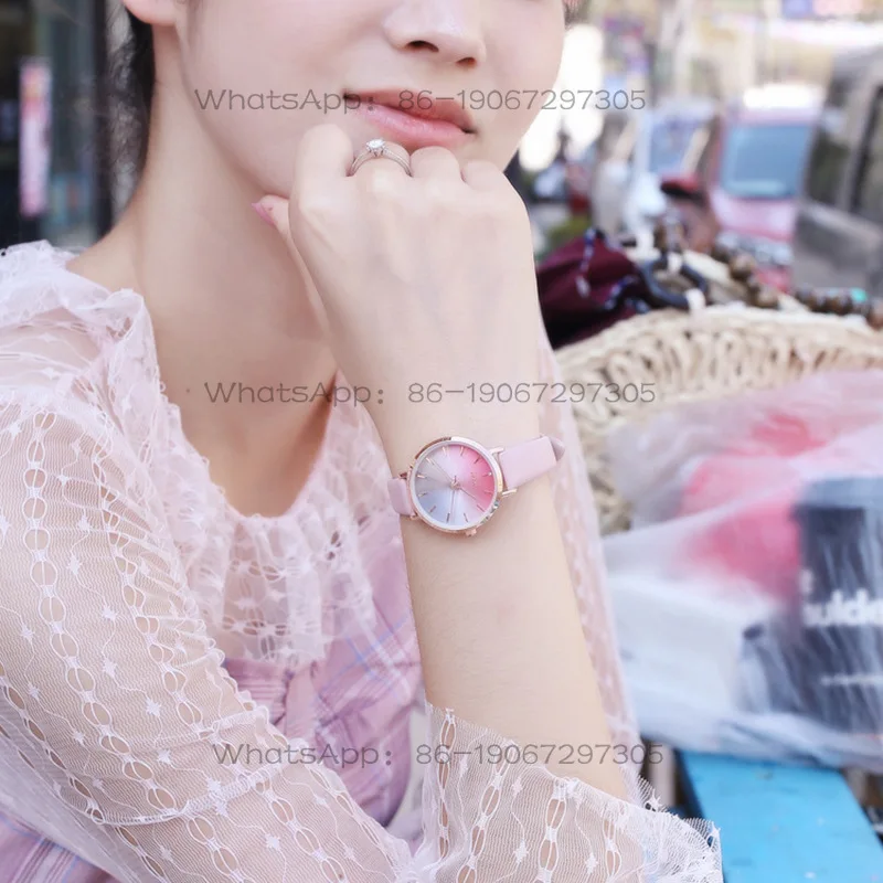 

Custom Fashion Watch Women's Breaking Dawn Creative Dial Round Belt Korean Version ins Style Women's Quartz Watch