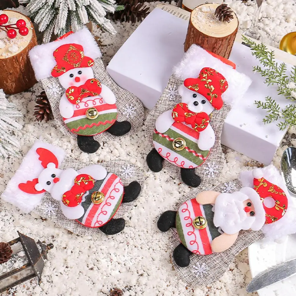 Christmas Ornaments Festive Plush Christmas Stocking Set with Santa Snowman Reindeer Holiday Hanging for Tree for Family