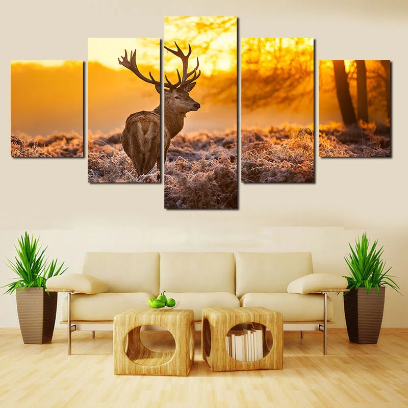 Full 5D Diamond Embroidery Painting, Animal, Deer, Cross Stitch, Forest Deer Mosaic, Needlework, Home Decoration, 5 Pcs Set