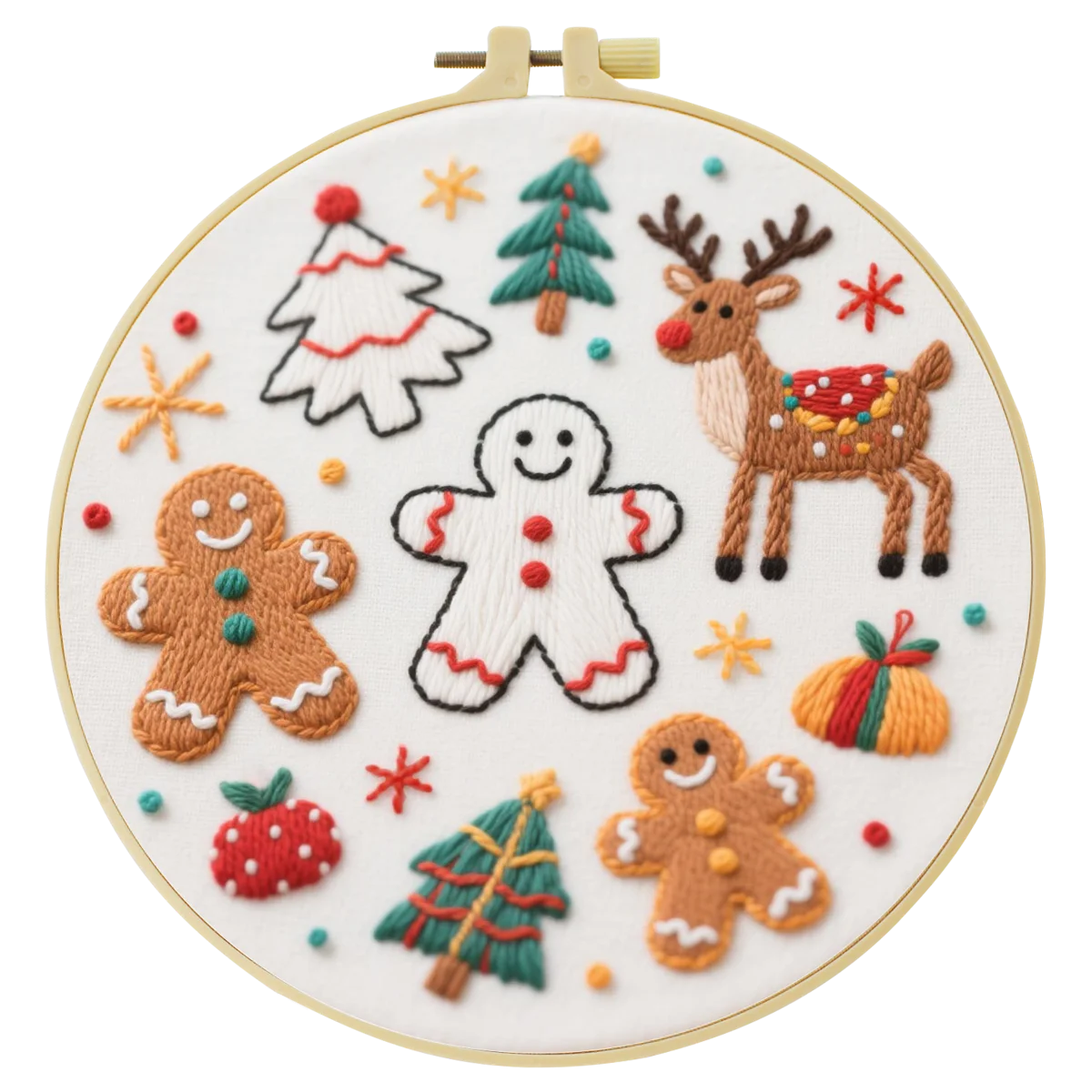 1 Stück 20X20CM/15X15CM 7,87/6,3 Zoll Weihnachtsthema Stickerei-Starter-Kit DIY-Kit DIY-Stickerei-Set Handarbeiten Nadelkunst – Detail 6