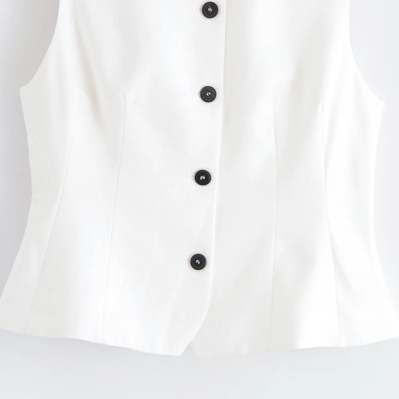 2025 Summer New Women's Faion Pleated Waistcoat And Wide Leg Pants Set Z Brand Polyester Fiber ort Sve round Ne