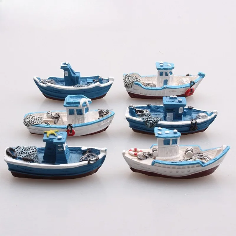 

Mini Resin Simulation Yacht Sand Table Sandplay Accessory Micro Landscape Decoration Part Aquarium Fish Tank Ornament Realistic
