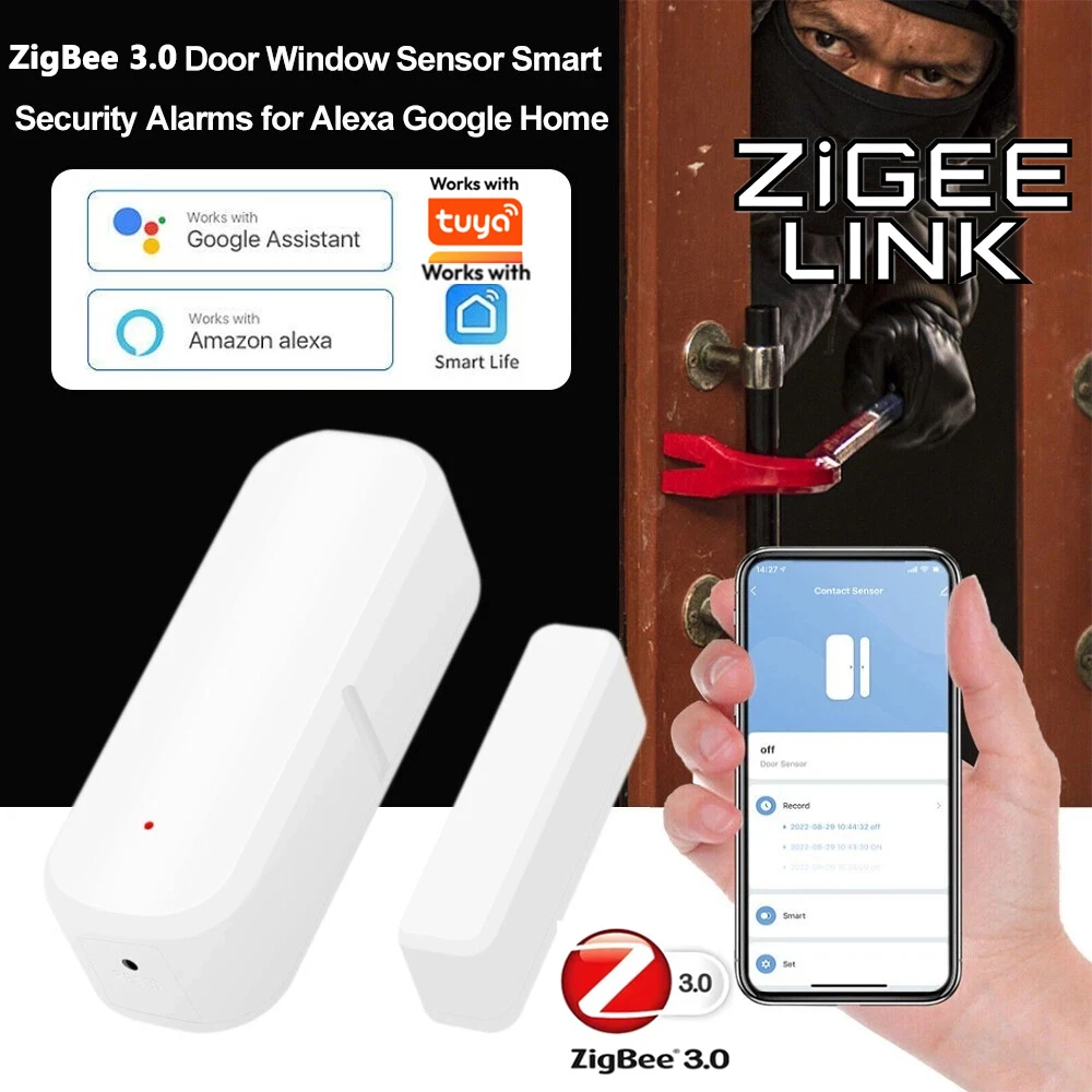 

Датчик открытия/закрытия дверей и окон Tuya ZigBee 3.0/WiFi для умных систем безопасности дома, магнитный, совместим с Home Assistant и 2MQTT