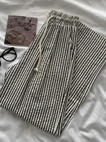 Korean Laid-ba Striped Drapey Casual Pants Women's High-waist Straight Thin Summer Elastic Waist Versatile Long Trousers - Image 2