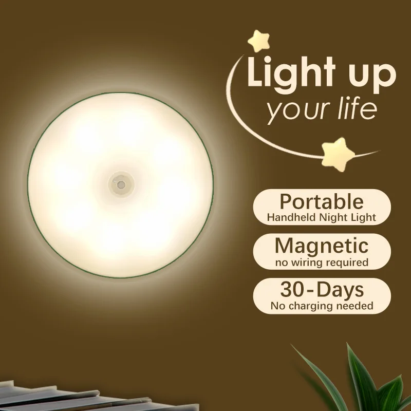 Magnetic LED Cabinet Light USB Rechargeable Motion Sensor Smart Emergency Night Lamp For Closet Cupboard