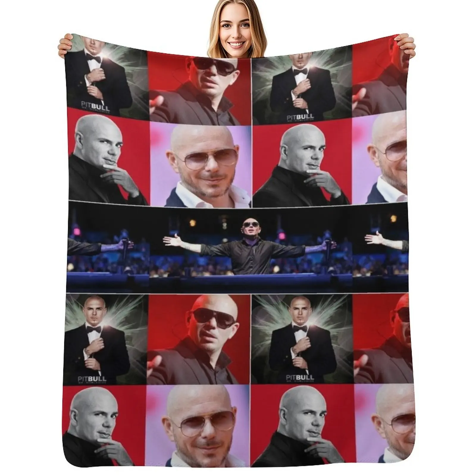 

Pitbull American rapper Aesthetics Photos Compilation Collage - 1 Throw Blanket Sleeping Bag Blankets For Sofas Blankets