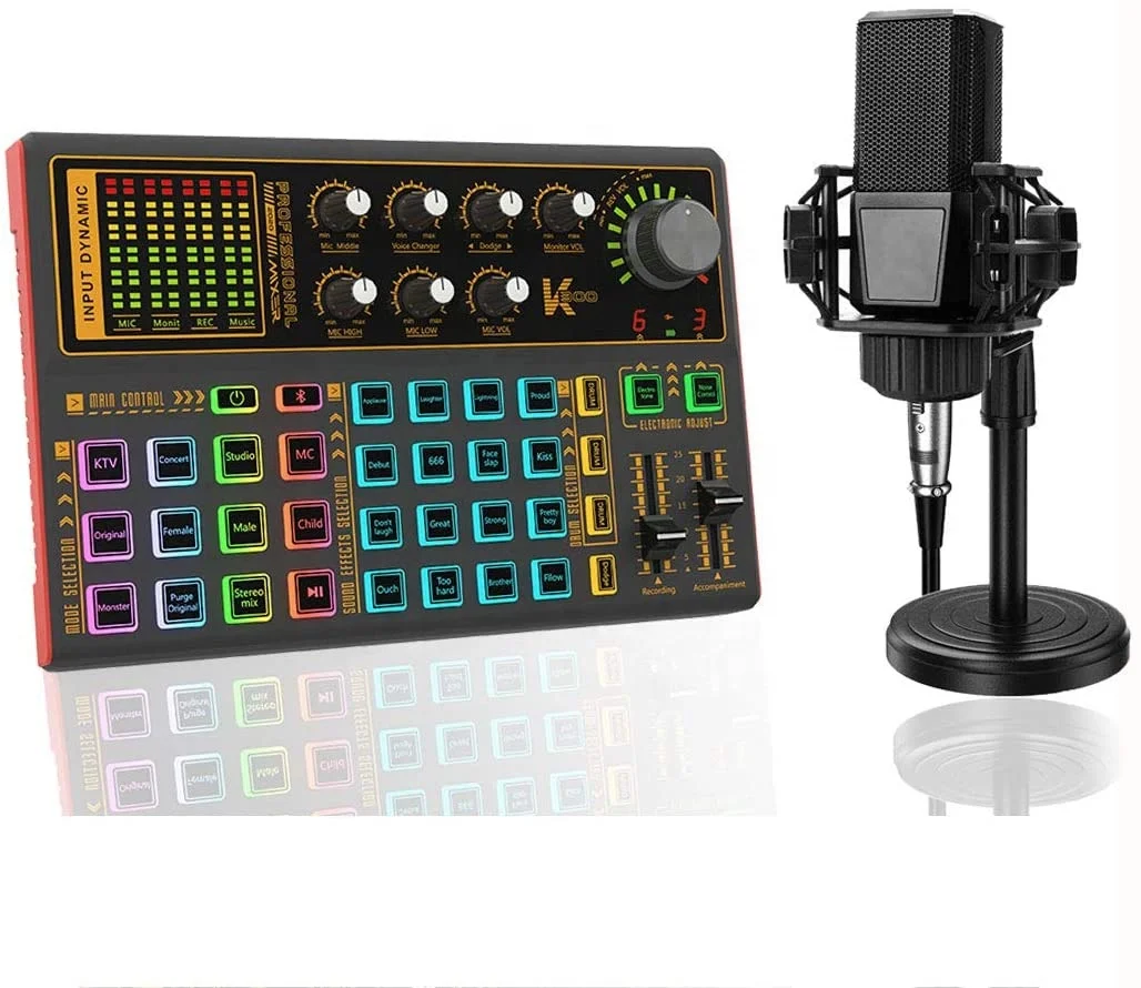 

Multiple Sound Effects Mixer For Gaming Phone PC Studio Recording & Streaming USB Sound Card And Microphone