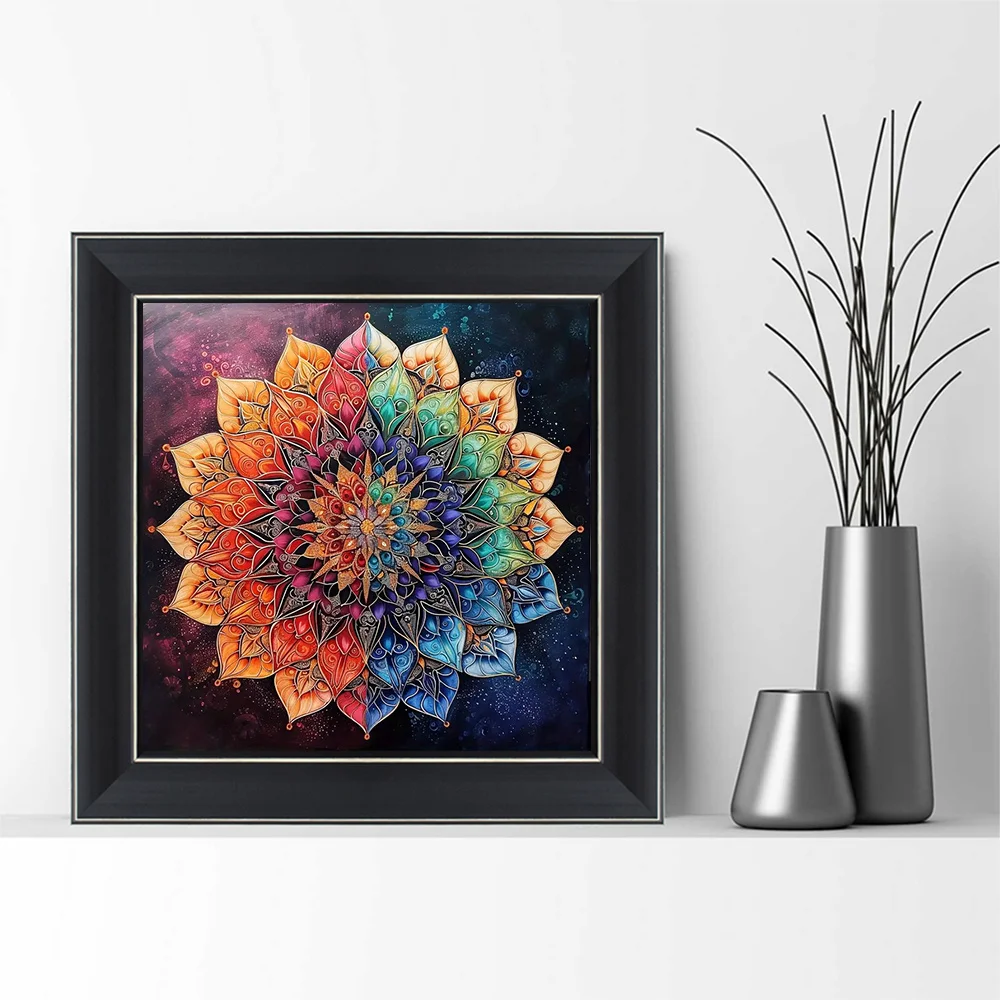 Cross Pattern Mandala Flower Cotton Thread Needlework Printed Canvas DIY Kits Home Decoration Gift - view 3
