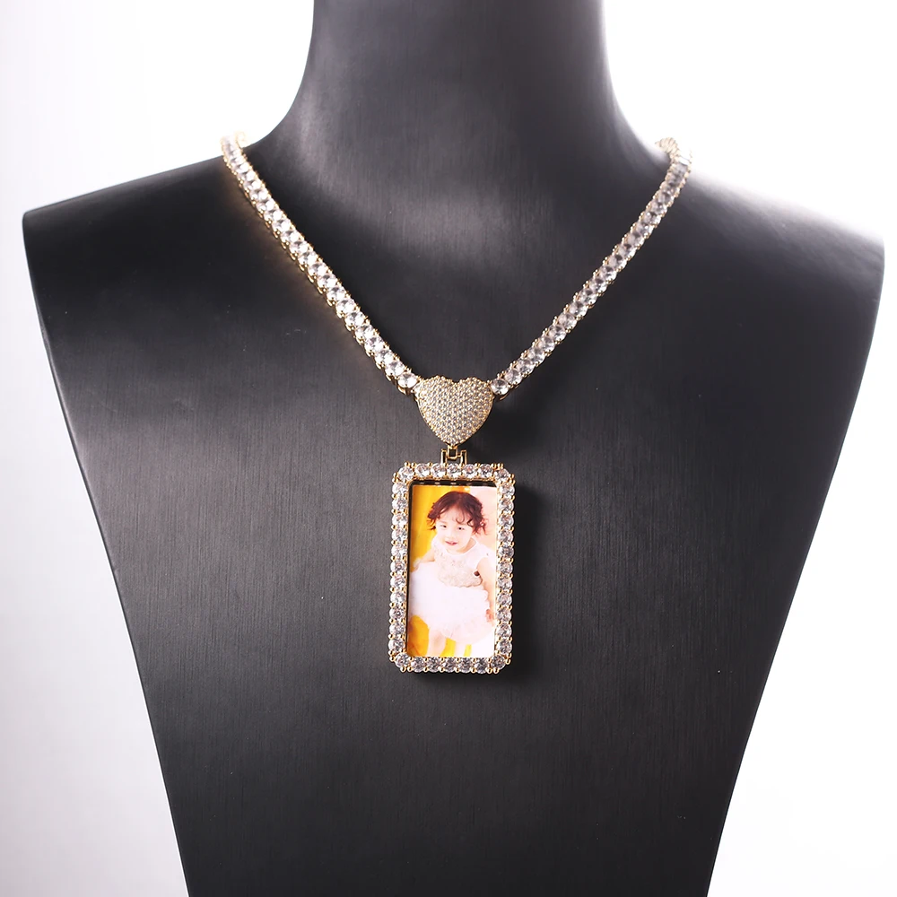 Latest Personalized Photo Pendant Custom Heart Shape Small Square Necklace Photo Baby Kids Mom Dad Grandparents Favorite Gifts