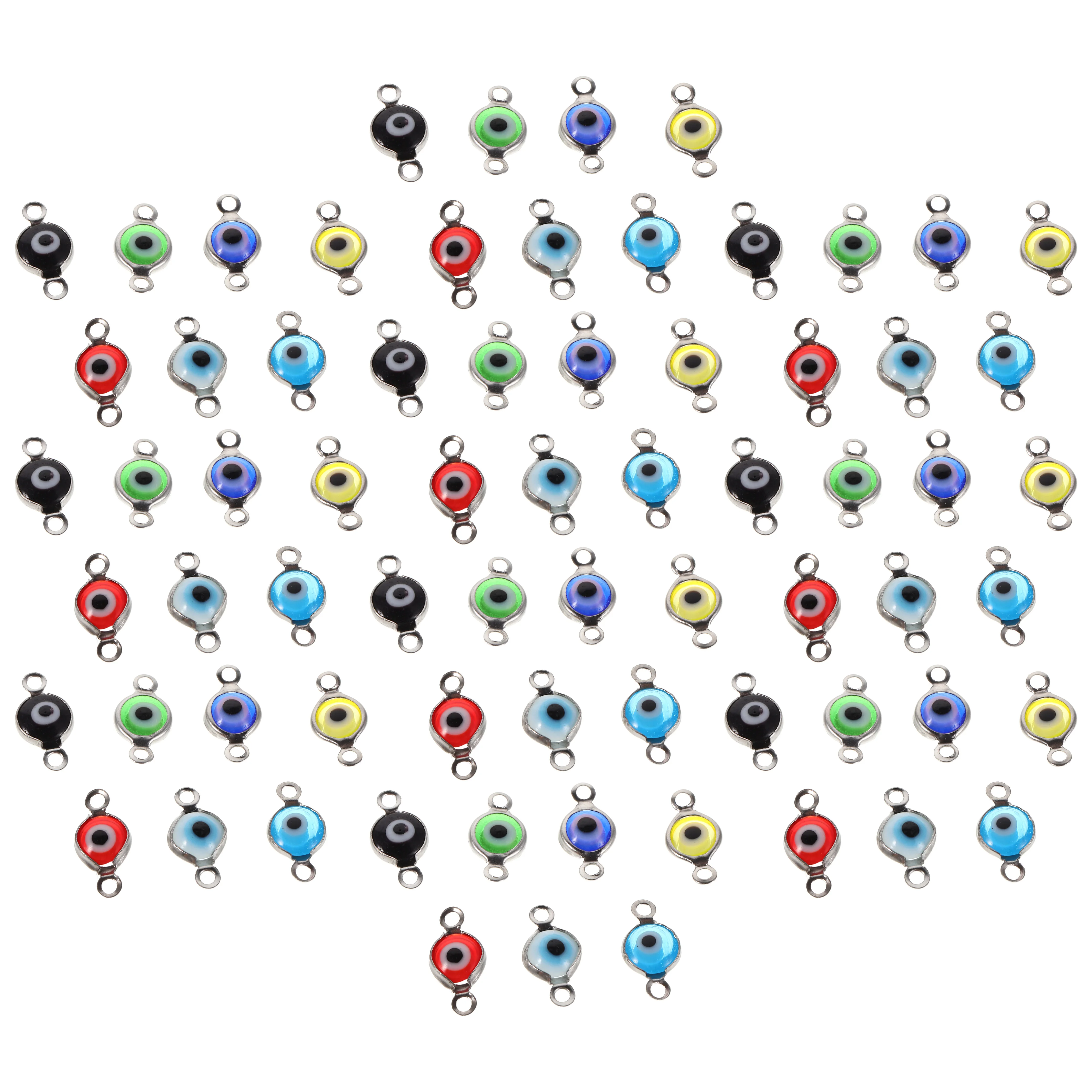 

70Pcs Evil Eye Connectors Stainless Steel Round Connector Pendants for DIY Craft Jewelry Bracelets Necklaces Earrings