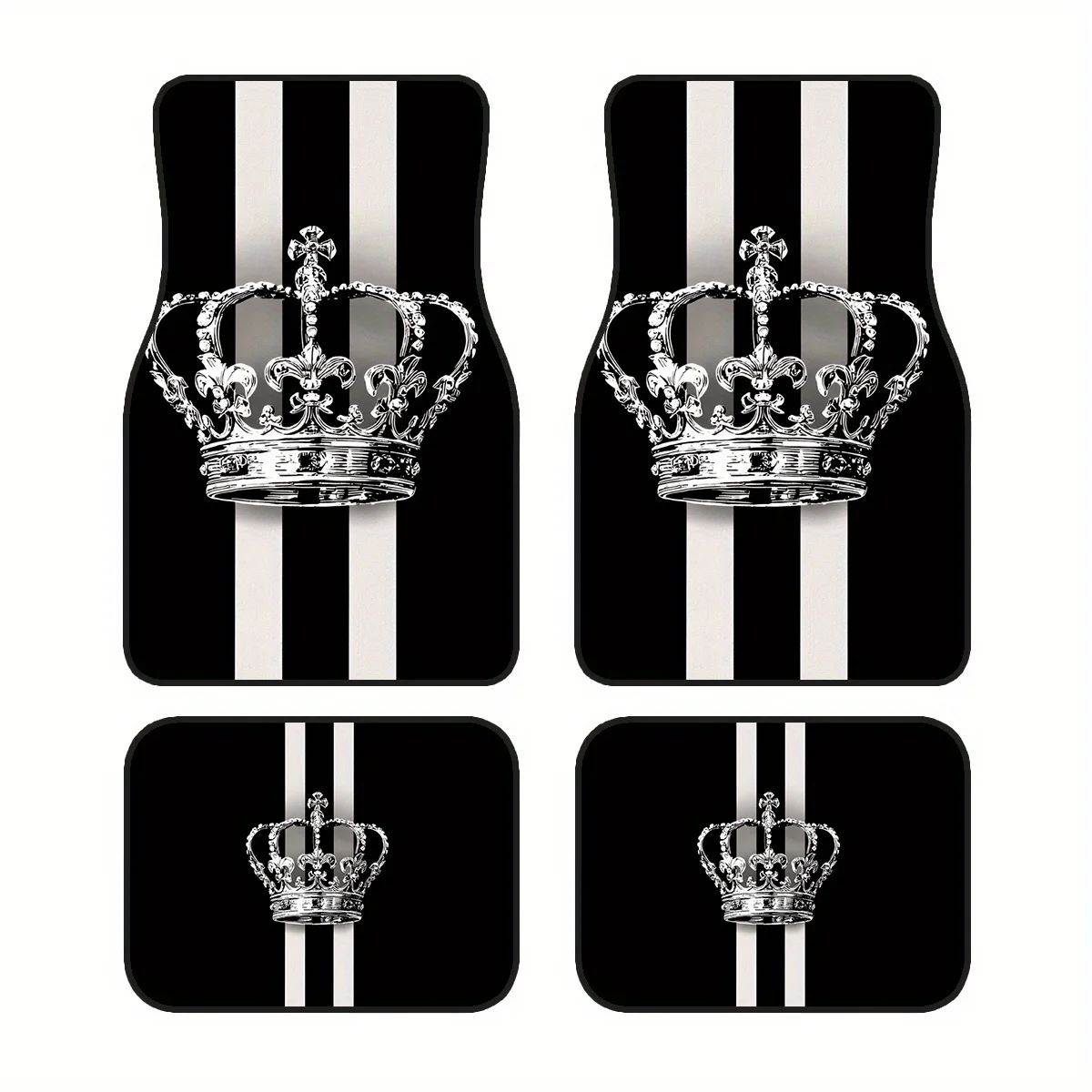 

4 шт., нескользящие автомобильные коврики из полиэстера с рисунком золотой короны, подходят для седанов и внедорожников, украшение интерьера для защиты Ve
