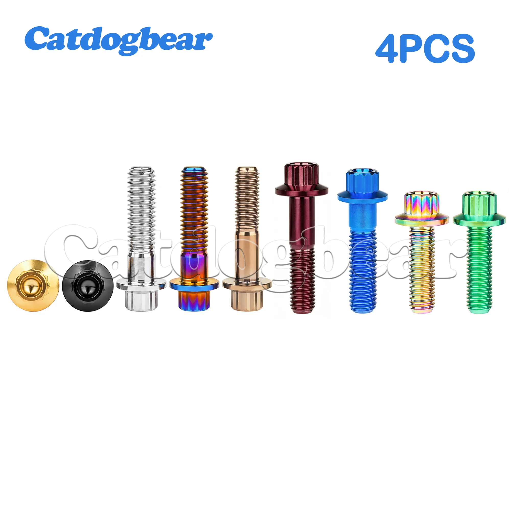 Catdogbear Titanium Bolt  4PCS M7x24/32mm M8x32mm Flange 12 Points Screw for Car Wheel Split Rim