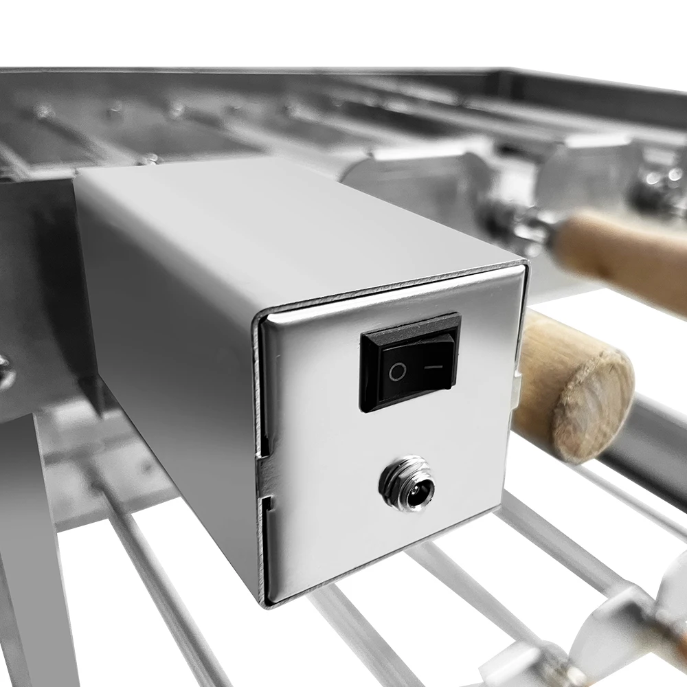 Two Layer Churrasqueira Inox Brazilian Cyprus Grilling Rack Double Rotisserie System Rotating Barbecue Grill with V Shape Skewer