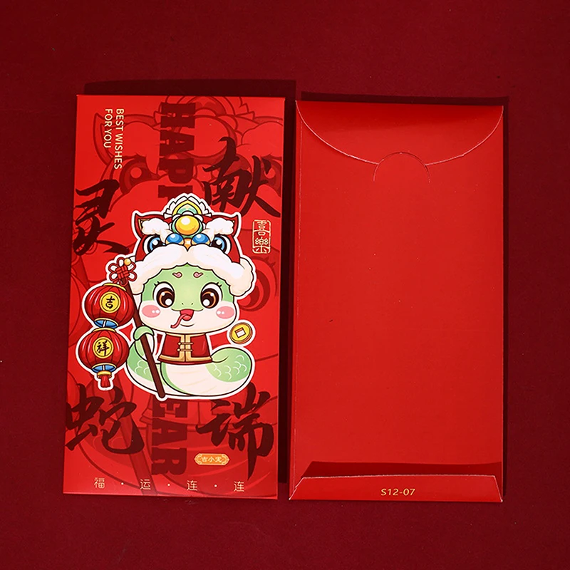 12 Pçs/set 2025 Ano Novo Envelopes Vermelhos Festival de Primavera Chinês Hongbao Pacote Vermelho Dos Desenhos Animados Bonito Zodíaco Lucky Money Bolsos Presentes